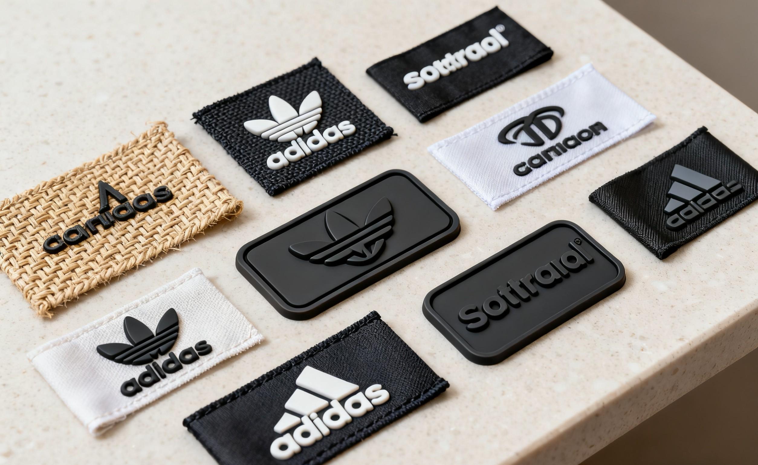Various customized garment labels in woven and silicone materials